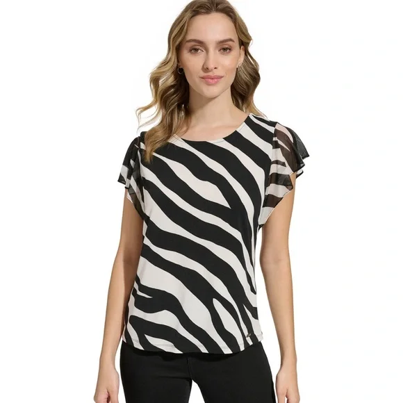 Calvin Klein Zebra Striped Top - Picture 3 of 7